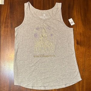 Disney World Gray Women's Tank Top with Gold and Purple Design